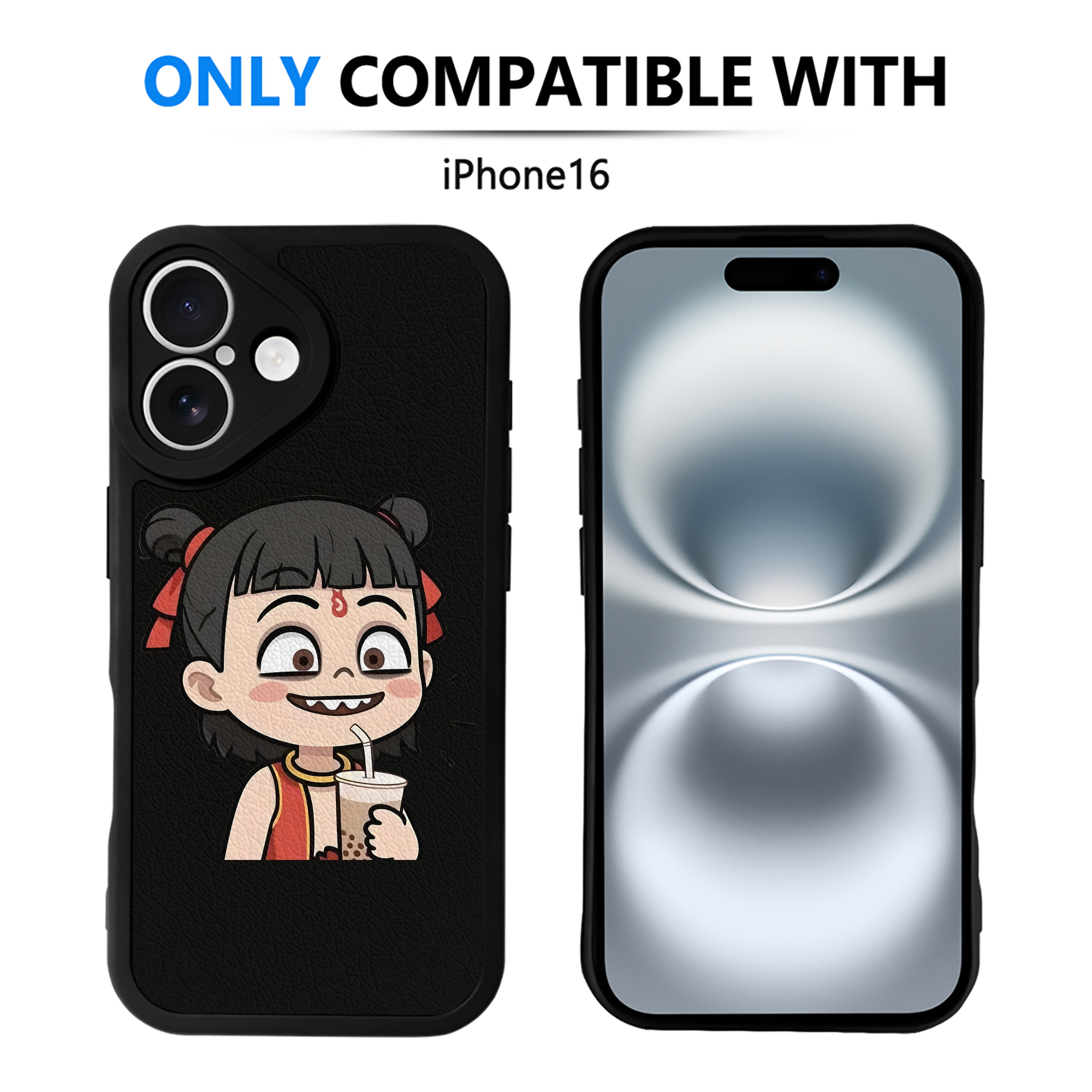 （画像用） Ne Zha 2 ナタ 魔童の大暴れ 【iPhone 16シリーズ対応】シリコンスマホケース（レザー調） 材質：シリコン